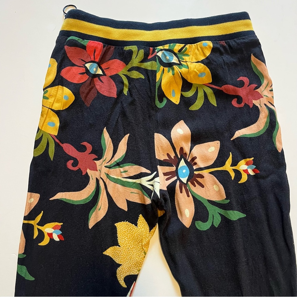 Farm Rio Calla Flared Pants Black Floral Size XS Anthropologie - Picture 4 of 14